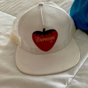 White Supreme Strawberry Hat